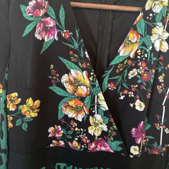 Tropical Maxi Dress Women Small Floral Cheetah Print Green Black Resort Travel - Picture 6 of 15